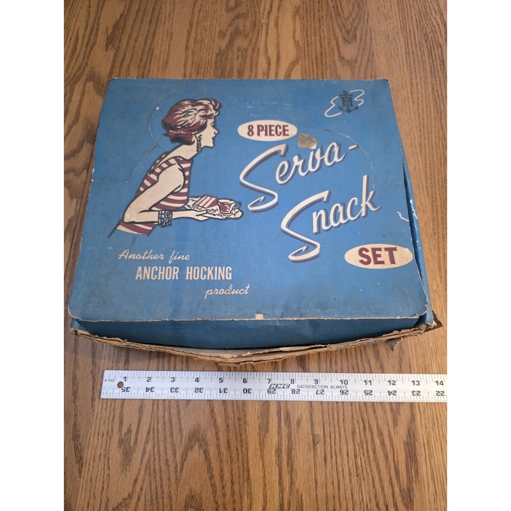 Anchor Hocking Serva Snack Set in Original Box! Grape Pattern Never Used